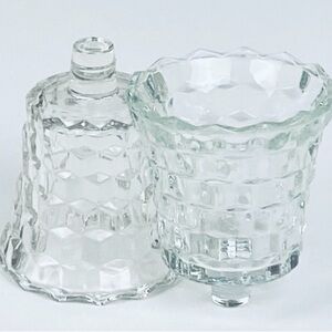 Clear Pressed Glass  Home Interiors Candle Holders Lot of 2